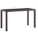 vidaXL barna polyrattan kerti asztal 123 x 60 x 74 cm