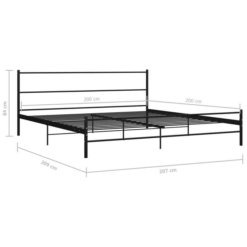 vidaXL fekete fém ágykeret 200 x 200 cm
