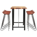 vidaXL 7-részes tömör újrahasznosított fa és valódi bőr bárgarnitúra