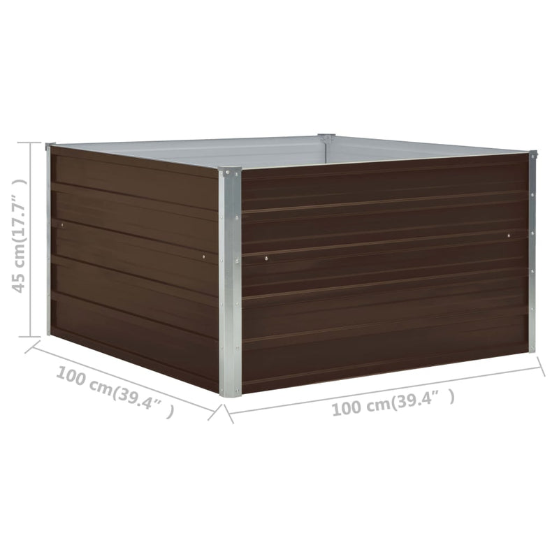 vidaXL barna horganyzott acél kerti magaságyás 100 x 100 x 45 cm