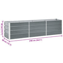 vidaXL szürke horganyzott acél kerti magaságyás 240 x 40 x 45 cm