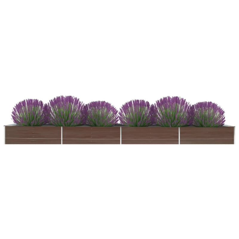vidaXL barna horganyzott acél kerti magaságyás 600 x 80 x 45 cm