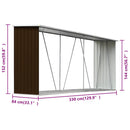vidaXL barna horganyzott acél kerti tűzifatároló 330 x 84 x 152 cm