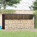 vidaXL barna horganyzott acél kerti tűzifatároló 330 x 84 x 152 cm