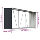 vidaXL antracit horganyzott acél kerti tűzifatároló 330 x 84 x 152 cm