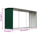 vidaXL zöld horganyzott acél kerti tűzifatároló 330 x 92 x 153 cm