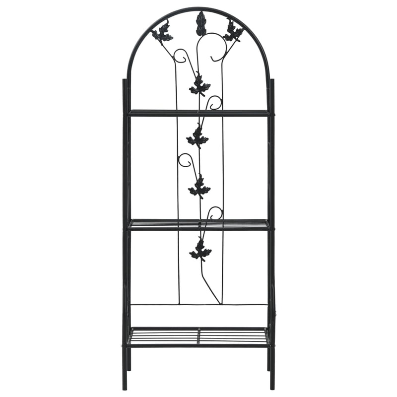 vidaXL háromszintes fekete vas virágtartó állvány 52 x 28 x 128 cm
