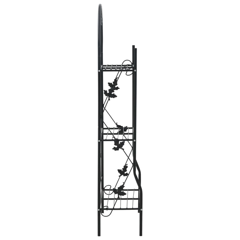vidaXL háromszintes fekete vas virágtartó állvány 52 x 28 x 128 cm