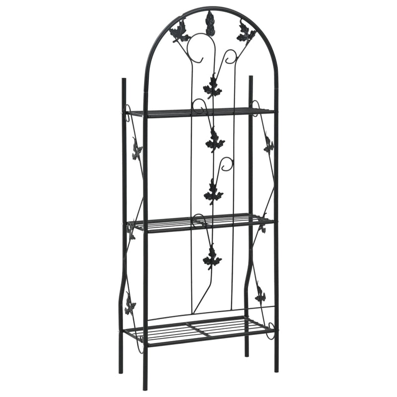 vidaXL háromszintes fekete vas virágtartó állvány 52 x 28 x 128 cm