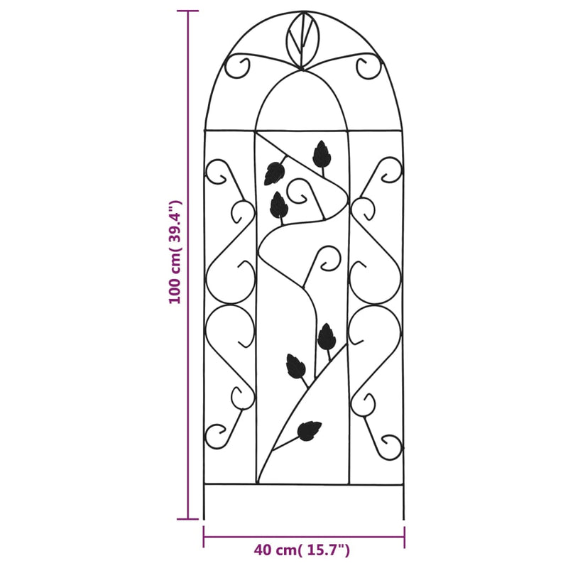 vidaXL 3 db fekete vas növényfuttató állvány 40 x 100 cm