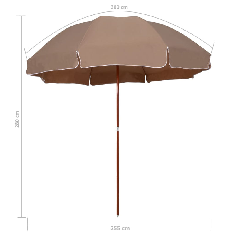 vidaXL tópszínű napernyő acélrúddal 300 cm