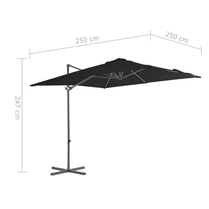 vidaXL fekete konzolos napernyő acélrúddal 250 x 250 cm