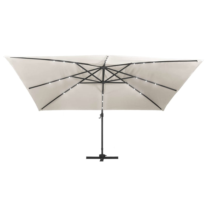 vidaXL homokszínű konzolos napernyő LED-del/alumínium rúddal 400x300cm