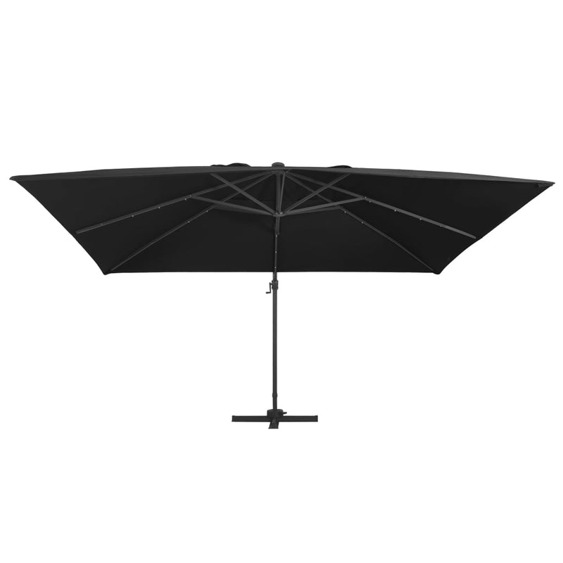 vidaXL fekete konzolos napernyő LED-del/alumínium rúddal 400 x 300 cm