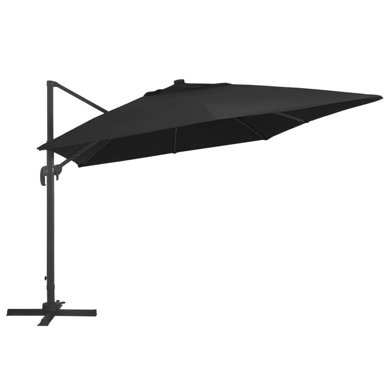 vidaXL fekete konzolos napernyő LED-del/alumínium rúddal 400 x 300 cm