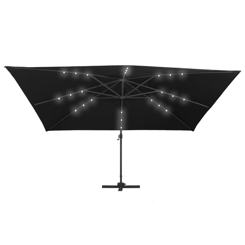 vidaXL fekete konzolos napernyő LED-del/alumínium rúddal 400 x 300 cm