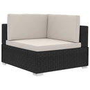 vidaXL 2 db fekete moduláris polyrattan sarokfotel párnákkal