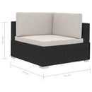 vidaXL 2 db fekete moduláris polyrattan sarokfotel párnákkal