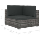 vidaXL 2 db szürke moduláris polyrattan sarokfotel párnákkal