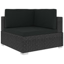 vidaXL 2 db fekete moduláris polyrattan sarokfotel párnákkal