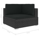 vidaXL 2 db fekete moduláris polyrattan sarokfotel párnákkal