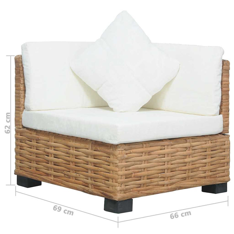 vidaXL természetes rattan sarokkanapé párnával