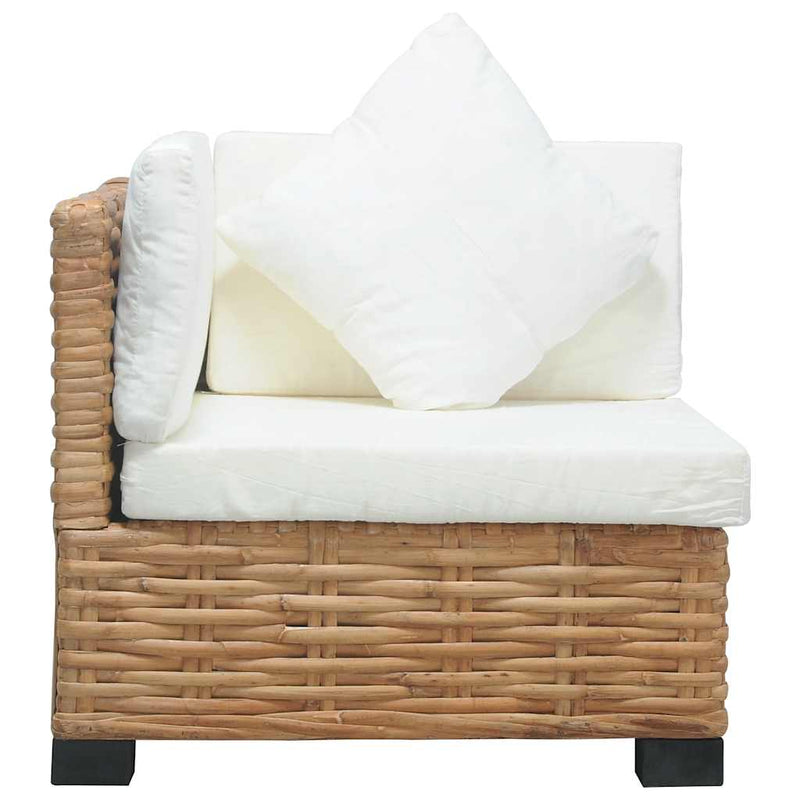 vidaXL természetes rattan sarokkanapé párnával