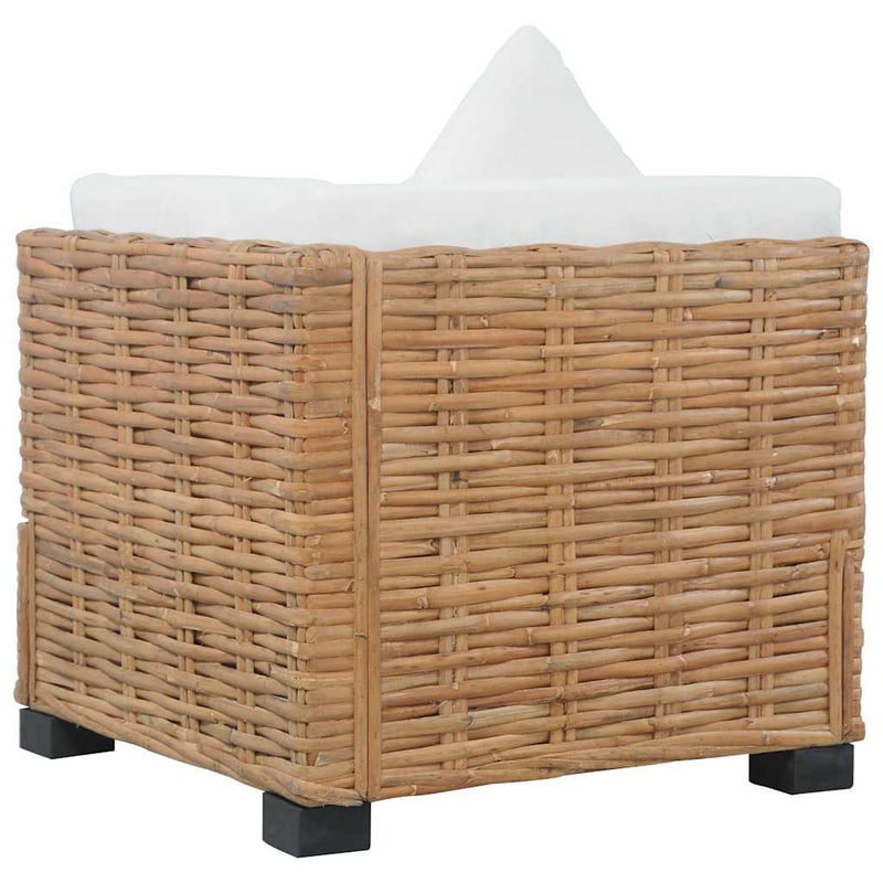 vidaXL természetes rattan sarokkanapé párnával