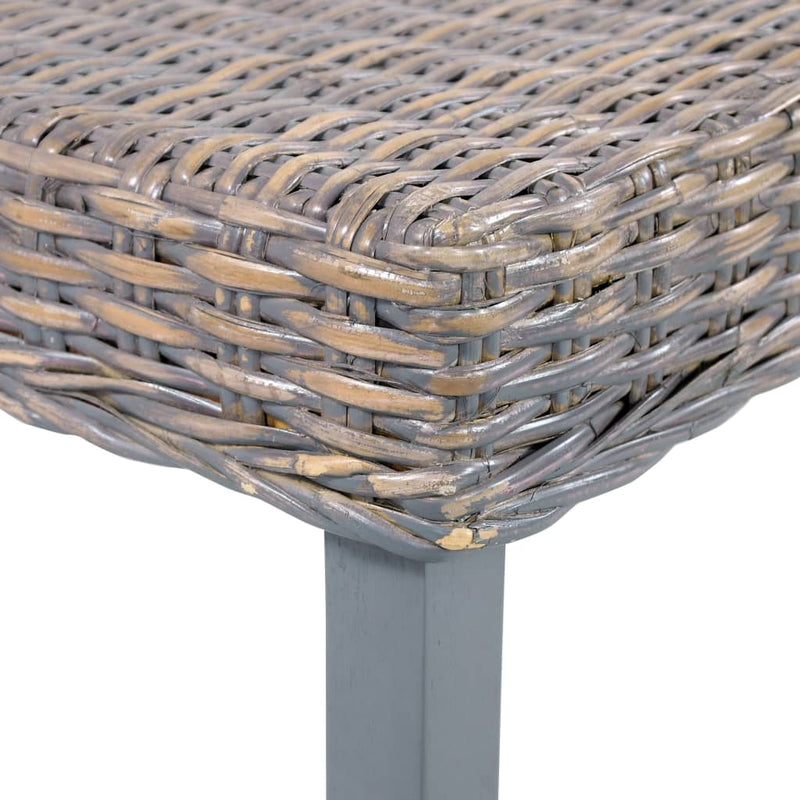 vidaXL szürke természetes kubu rattan és tömör mahagóni fa pad 110 cm