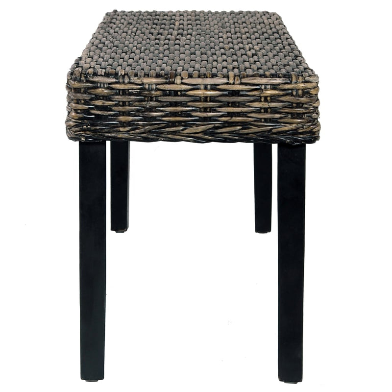 vidaXL fekete természetes kubu rattan és tömör mahagóni fa pad 110 cm