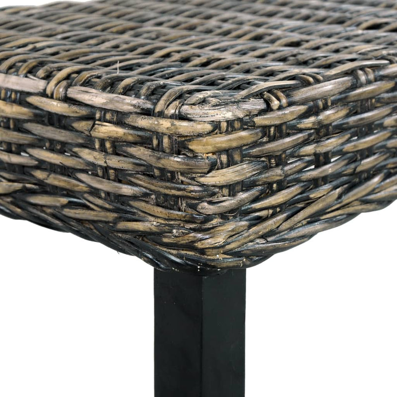 vidaXL fekete természetes kubu rattan és tömör mahagóni fa pad 110 cm