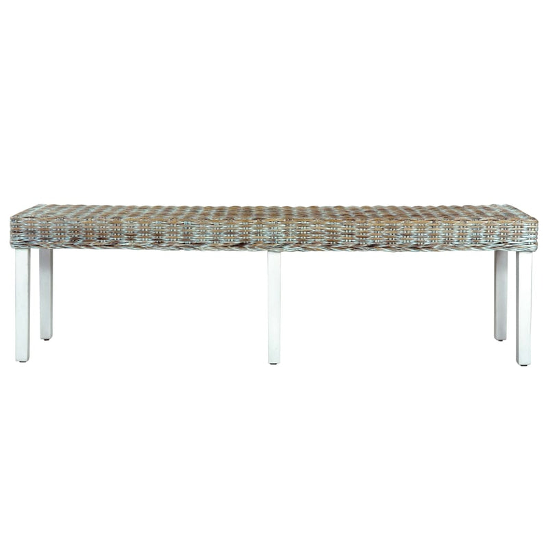 vidaXL fehér természetes kubu rattan és tömör mangófa pad 160 cm