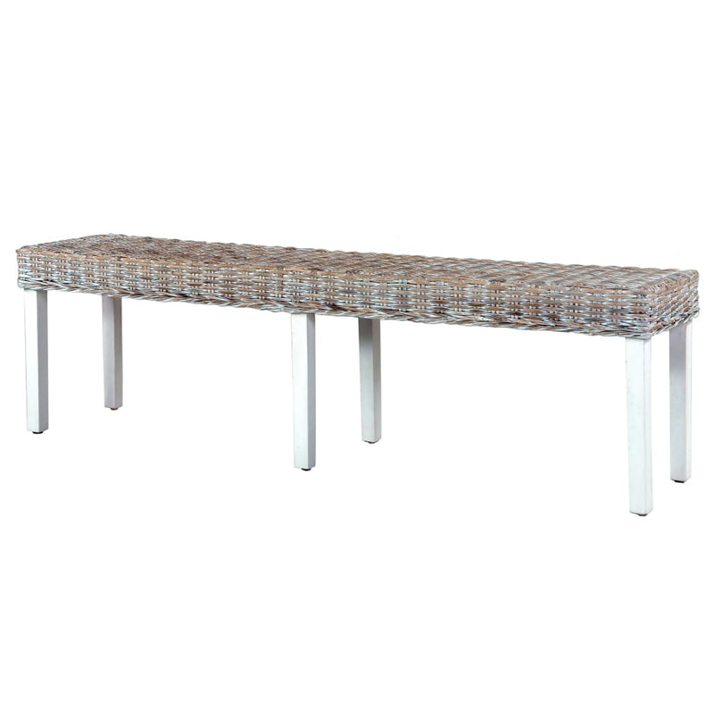 vidaXL fehér természetes kubu rattan és tömör mangófa pad 160 cm