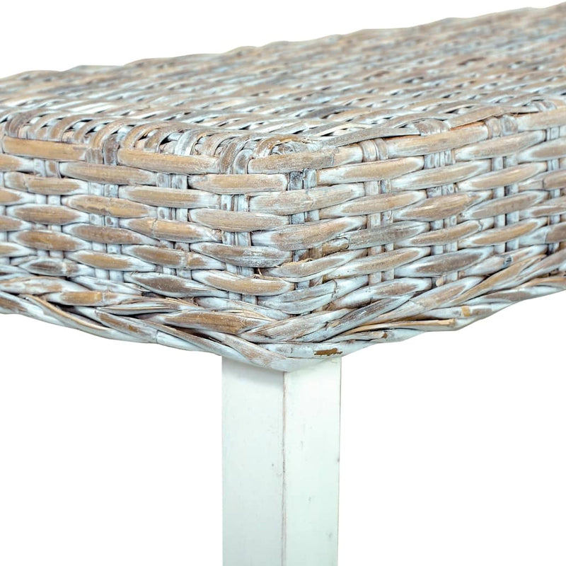 vidaXL fehér természetes kubu rattan és tömör mangófa pad 160 cm