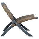 vidaXL szürke természetes kubu rattan és tömör mahagóni pihenőszék