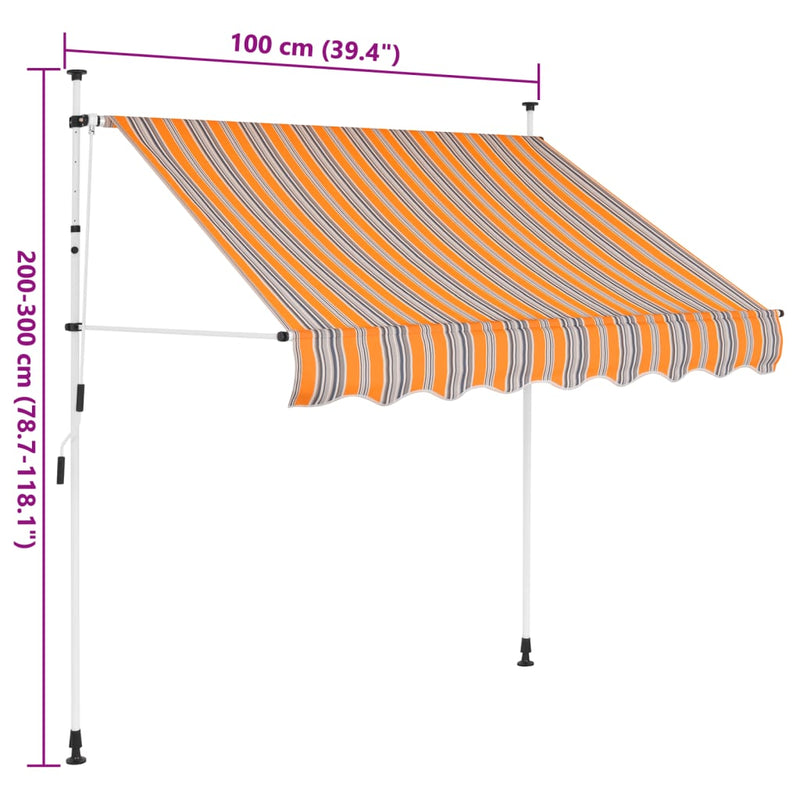 vidaXL sárga és kék csíkos kézzel feltekerhető napellenző 100 cm