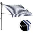 vidaXL kék és fehér kézzel kihúzható LED-es napellenző 150 cm