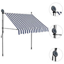 vidaXL kék és fehér kézzel kihúzható LED-es napellenző 150 cm