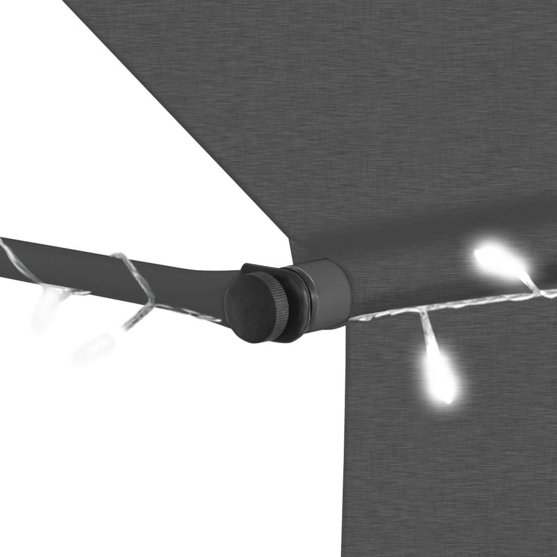 vidaXL antracitszürke kézzel kihúzható LED-es napellenző 200 cm