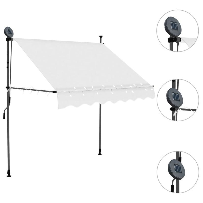 vidaXL krémszínű kézzel kihúzható LED-es napellenző 100 cm