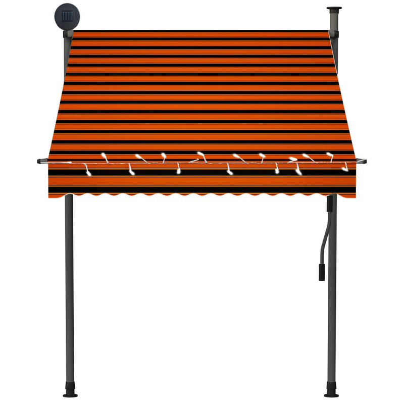 vidaXL narancssárga-barna kézzel feltekerhető LED-es napellenző 150 cm