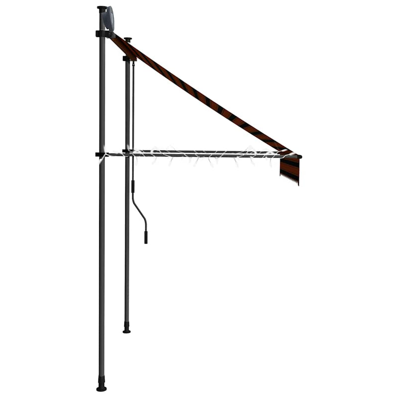 vidaXL narancssárga-barna kézzel feltekerhető LED-es napellenző 150 cm