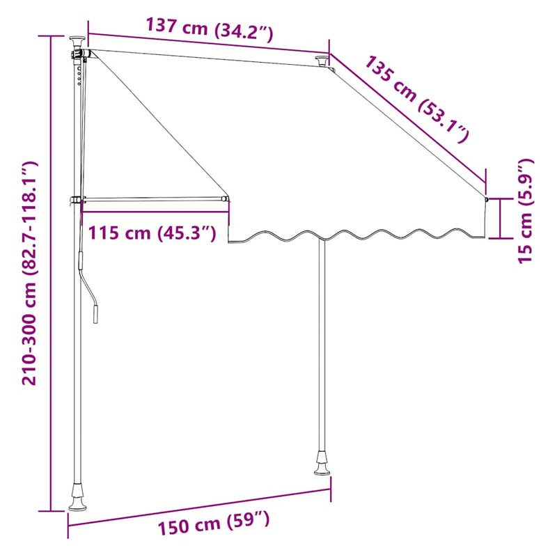 vidaXL narancssárga-barna kézzel feltekerhető LED-es napellenző 150 cm