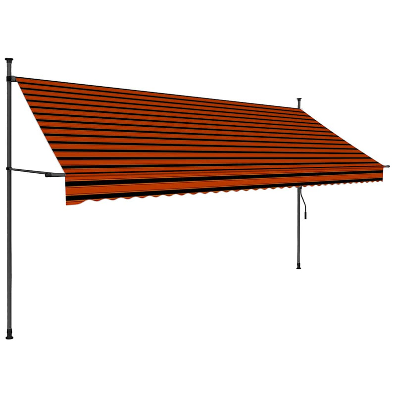 vidaXL narancssárga-barna kézzel feltekerhető LED-es napellenző 350 cm