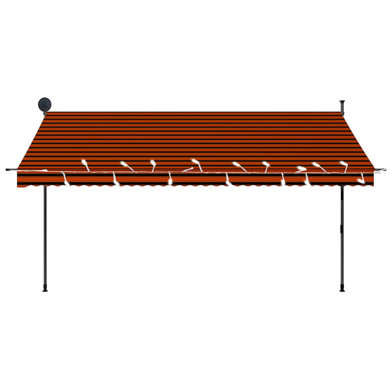 vidaXL narancssárga-barna kézzel feltekerhető LED-es napellenző 350 cm