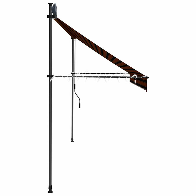 vidaXL narancssárga-barna kézzel feltekerhető LED-es napellenző 350 cm