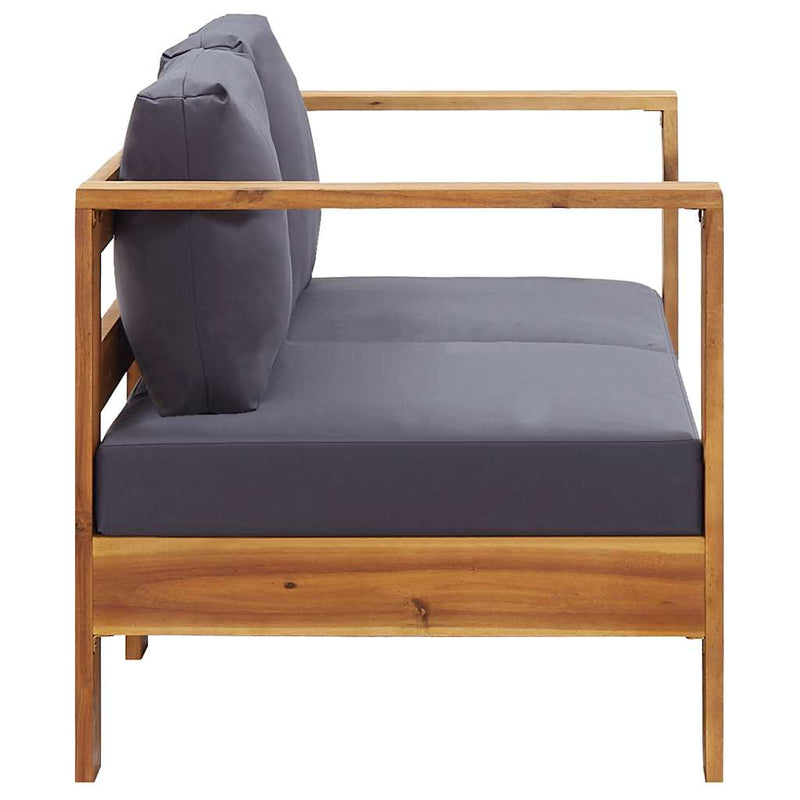 vidaXL szürke tömör akácfa kerti kanapépad párnákkal 140 cm