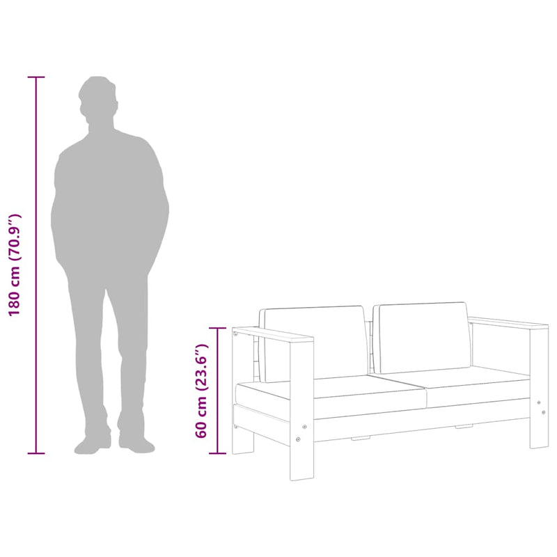 vidaXL szürke tömör akácfa kerti kanapépad párnákkal 140 cm