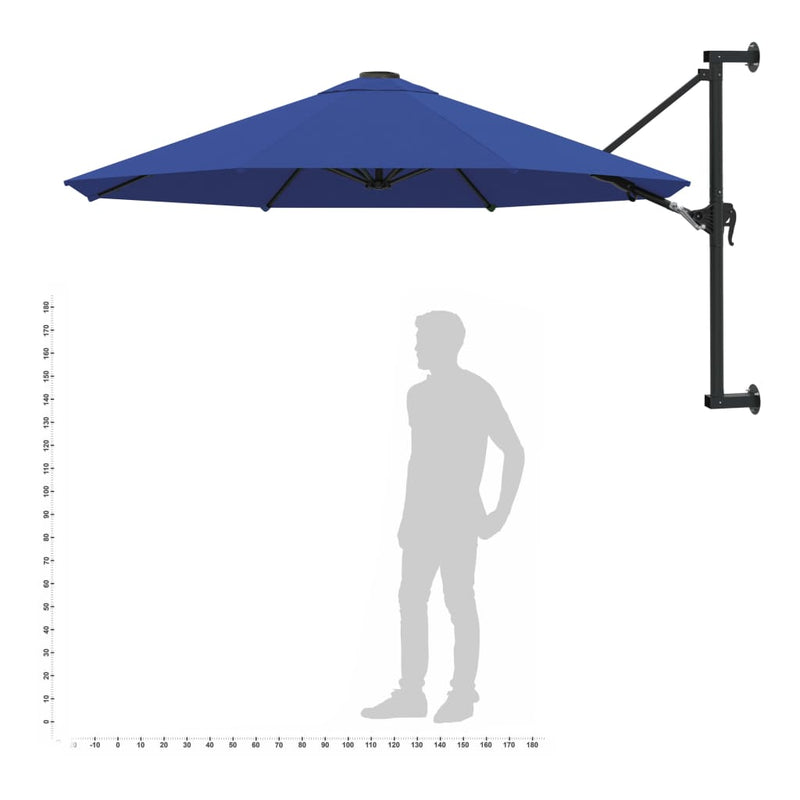 vidaXL kék falra szerelhető napernyő fémrúddal 300 cm