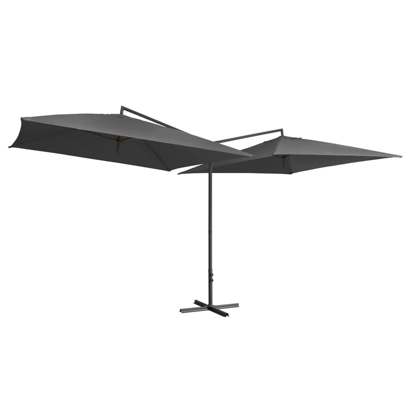 vidaXL antracitszürke dupla napernyő acélrúddal 250 x 250 cm